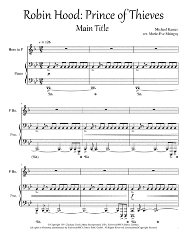 Main Title-prince Of Thieves (arr. Marie-Ève Mainguy)
