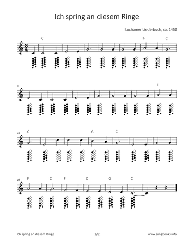 Ich spring an diesem Ringe (arr. songbooks.info)