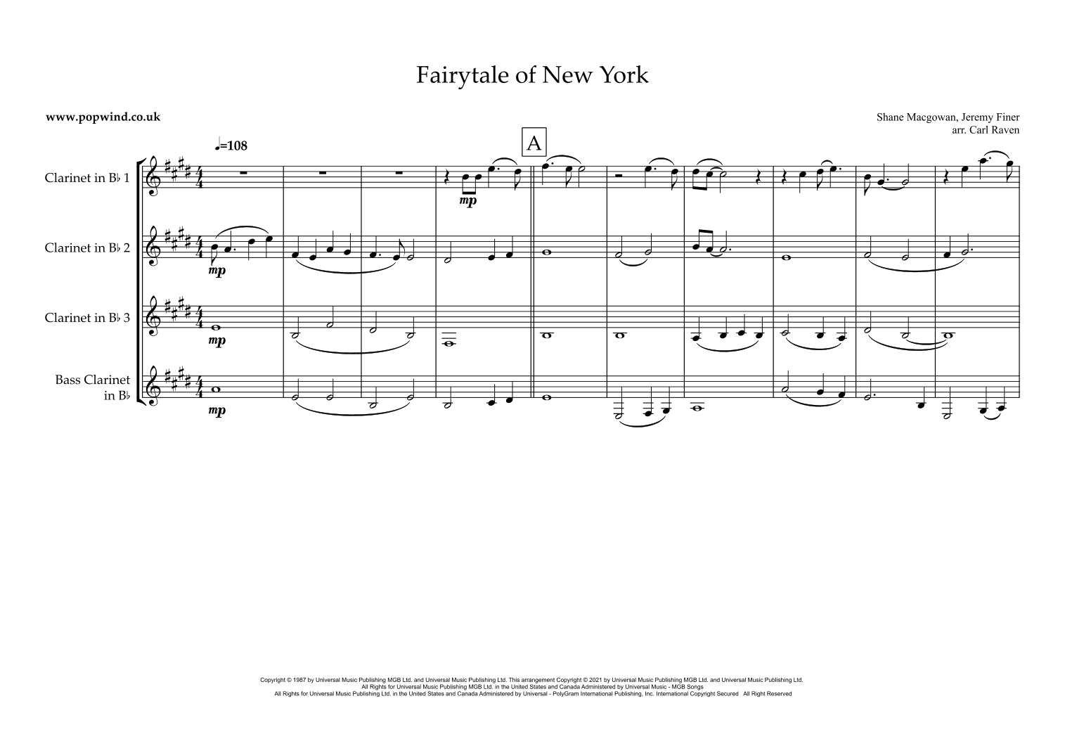 Fairytale Of New York (arr. Carl Raven)