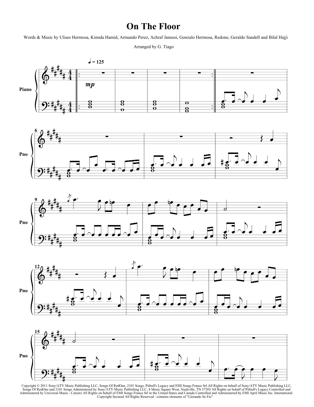 On The Floor (arr. G. Tiago)