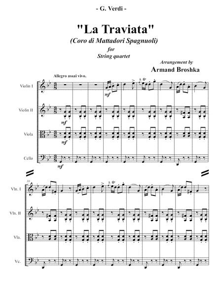 Coro di Mattadori Spagnuoli from La Traviata by Giuseppe Verdi (arr. Armand Broshka)