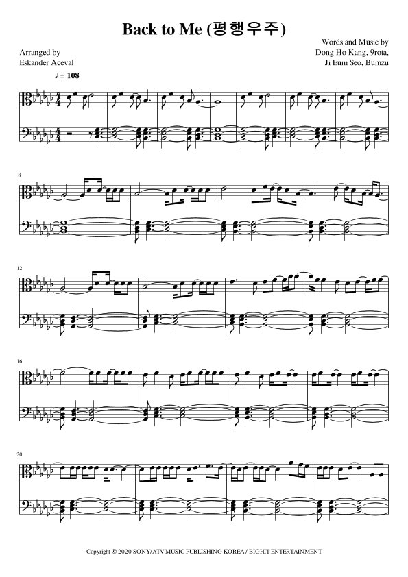 Back To Me (phyeong Haing U Ju) (arr. Eskander Aceval)