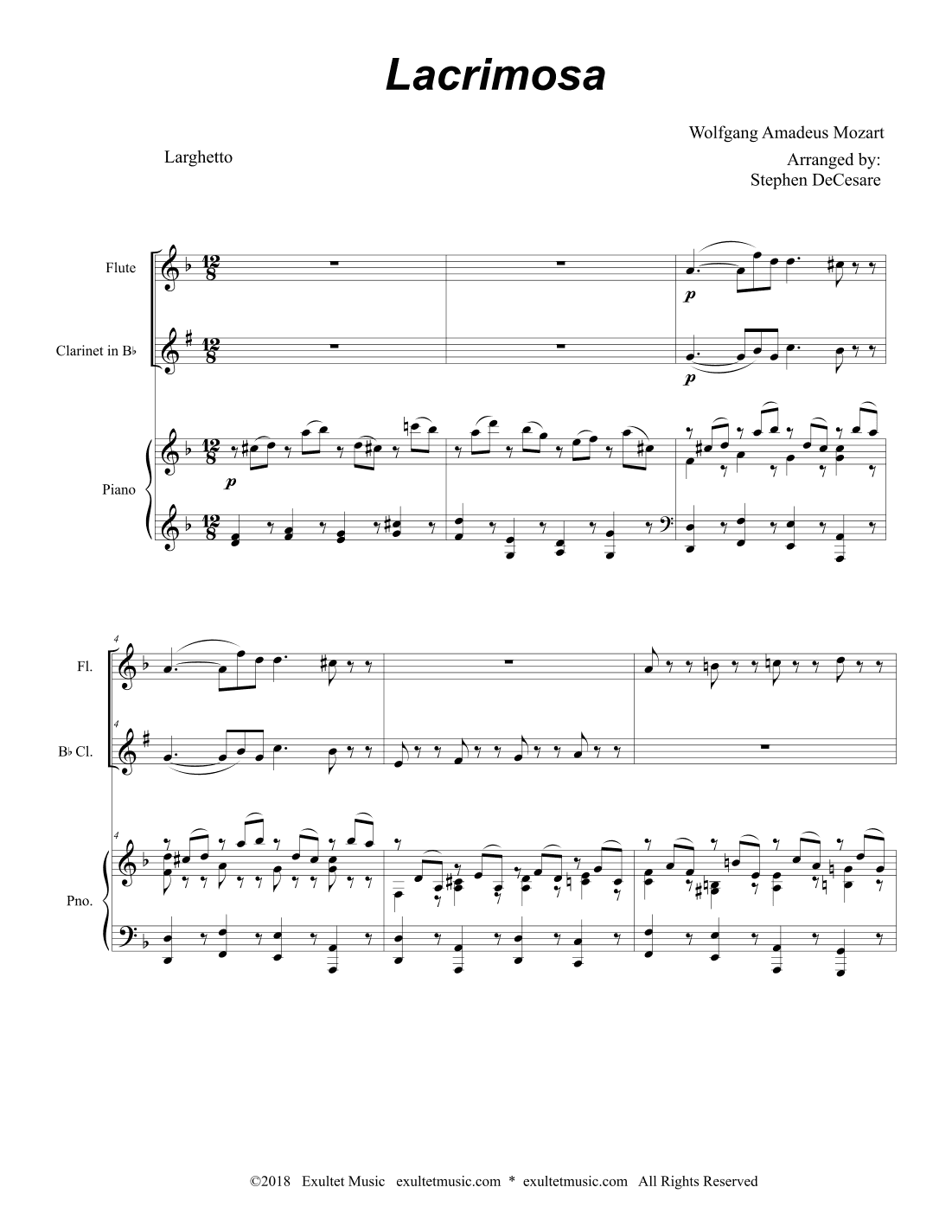 Lacrimosa (Duet for Flute and Bb-Clarinet) (arr. Stephen DeCesare)