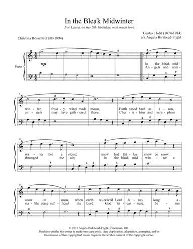 Mid-winter Carol (In the Bleak Midwinter) (arr. Angela Birkhead-Flight)