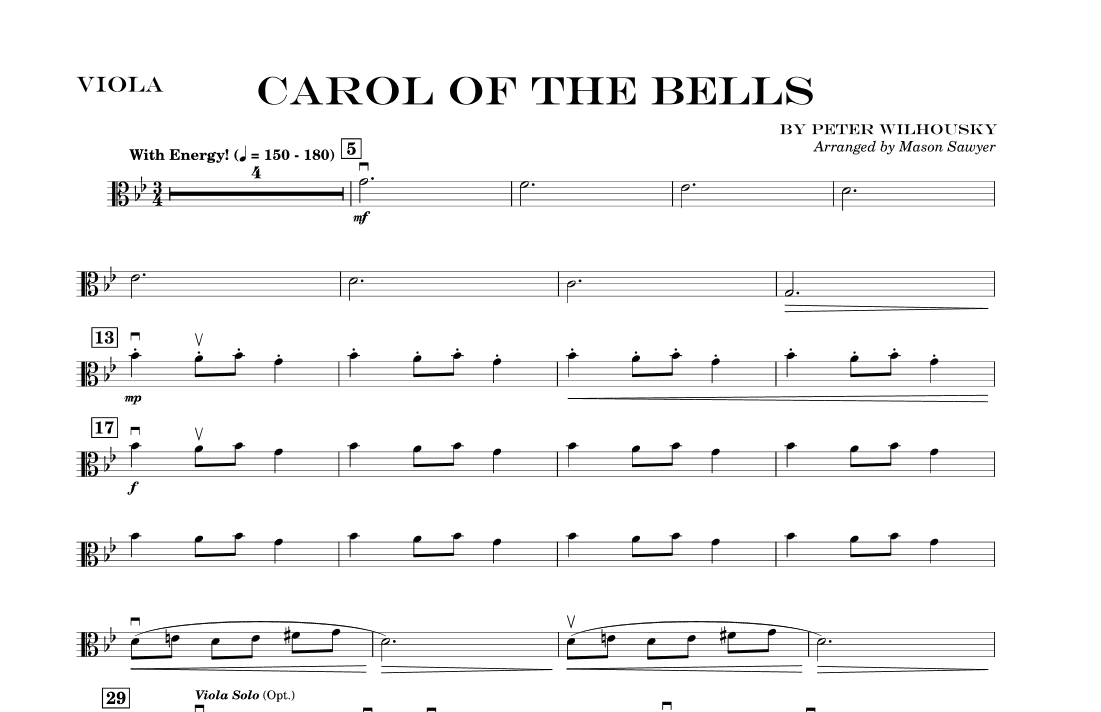 Carol Of The Bells - Score Only (arr. Mason Sawyer)
