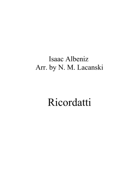 Ricordatti (arr. Nick Lacanski)