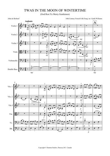TWAS IN THE MOON OF WINTERTIME FOR STRING ORCHESTRA (arr. Garth Williams)