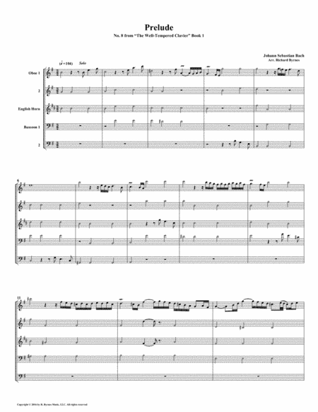 Prelude 08 from  Well-Tempered Clavier, Book 1 (Double Reed Quintet) (arr. Richard Byrnes)