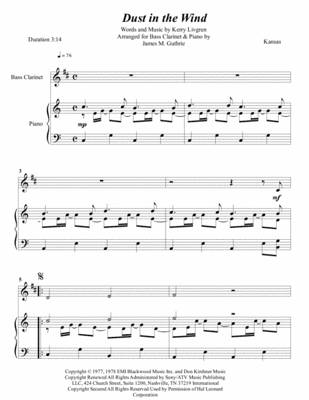Dust In The Wind (arr. James M. Guthrie, ASCAP)