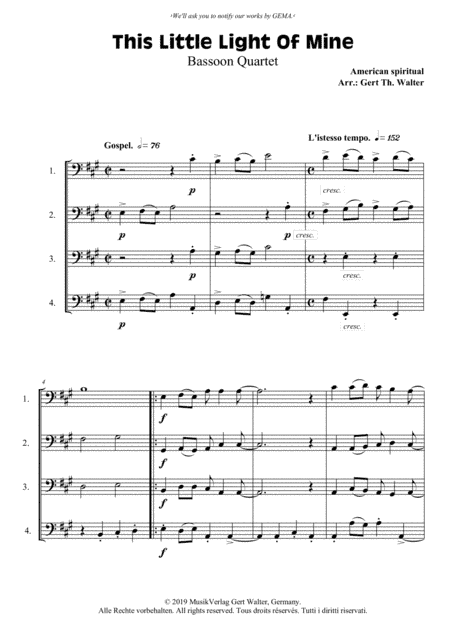 This Little Light Of Mine (arr. Gert Th. Walter)