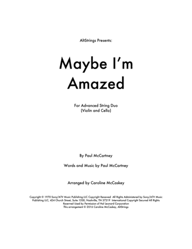 Maybe I'm Amazed (arr. Caroline McCaskey)