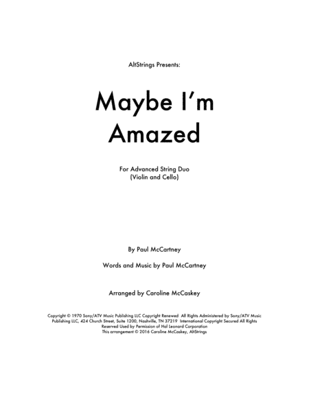 Maybe I'm Amazed (arr. Caroline McCaskey)