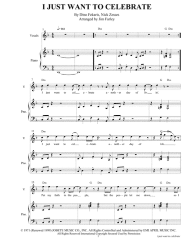 I Just Want To Celebrate (arr. Jim Farley www.arrangementsone.com)