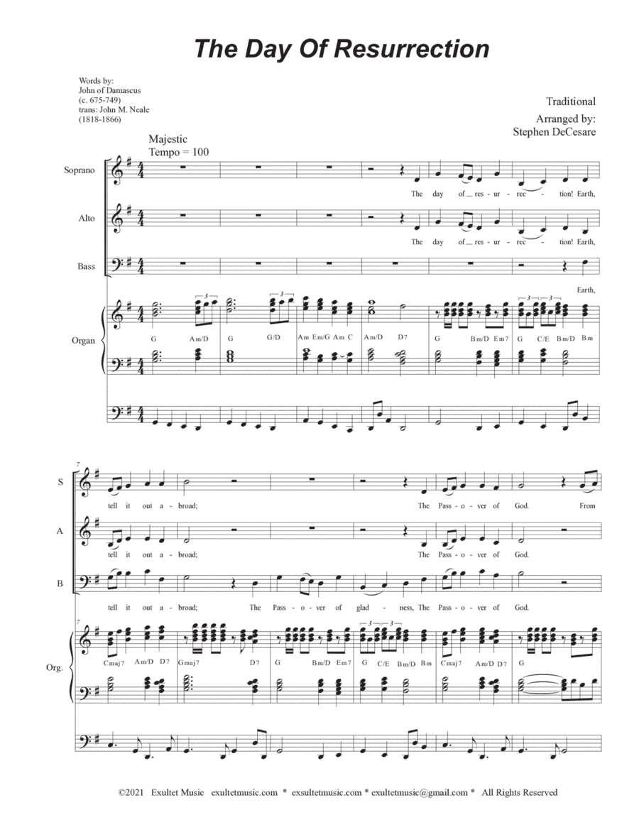 The Day Of Resurrection (Vocal Trio (SAB) - Organ accompaniment) (arr. Stephen DeCesare)