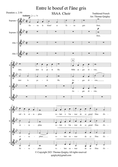 Entre le boeuf et l'âne gris (arr. Thomas Quigley)