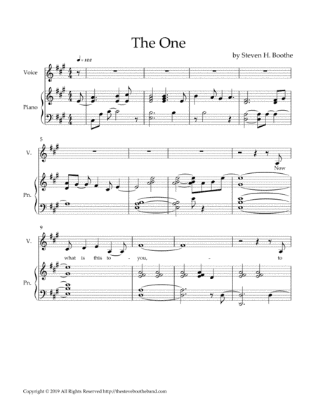 The One Piano Vocal Sheet