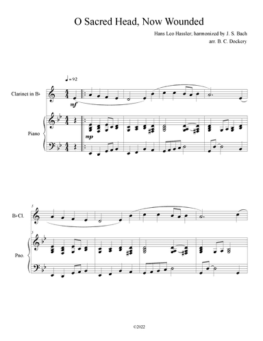 O Sacred Head, Now Wounded (Clarinet Solo with Piano Accompaniment) (arr. B. C. Dockery)