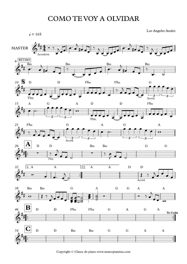 Como Te Voy A Olvidar (arr. MATEO AGUILAR USCANGA)