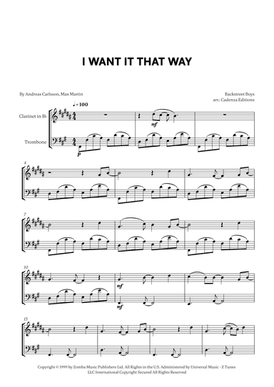 I Want It That Way (arr. Cadenza Editions)