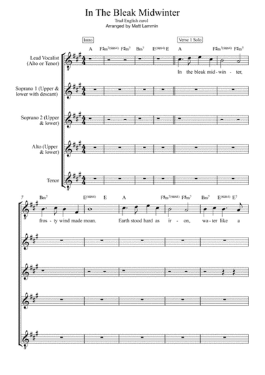 In The Bleak Midwinter SSAT + Lead Vocal (arr. Matt Lammin)