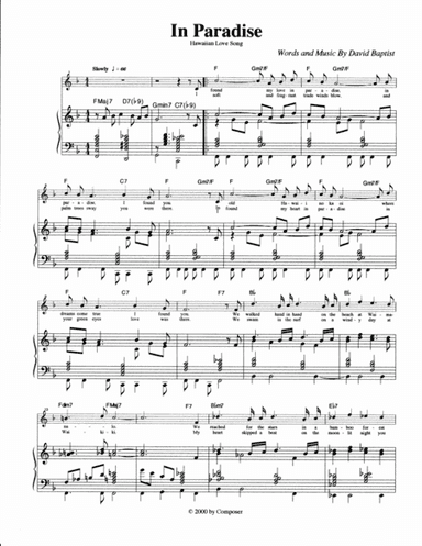 In Paradise for Voice and Piano