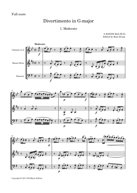 J. Haydn: Divertimento in G major Hob IX:53 (arr. Roar Kvam)