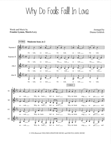 Why Do Fools Fall In Love (arr. Dianne Goldrick)