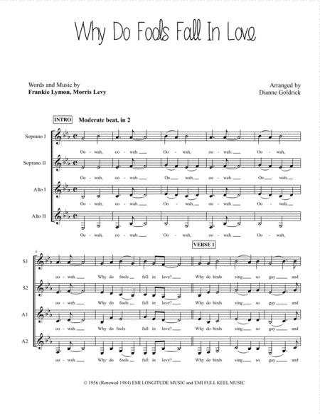 Why Do Fools Fall In Love (arr. Dianne Goldrick)