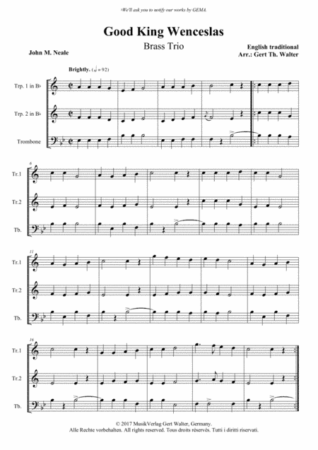 Good King Wenceslas (arr. Gert Th. Walter)