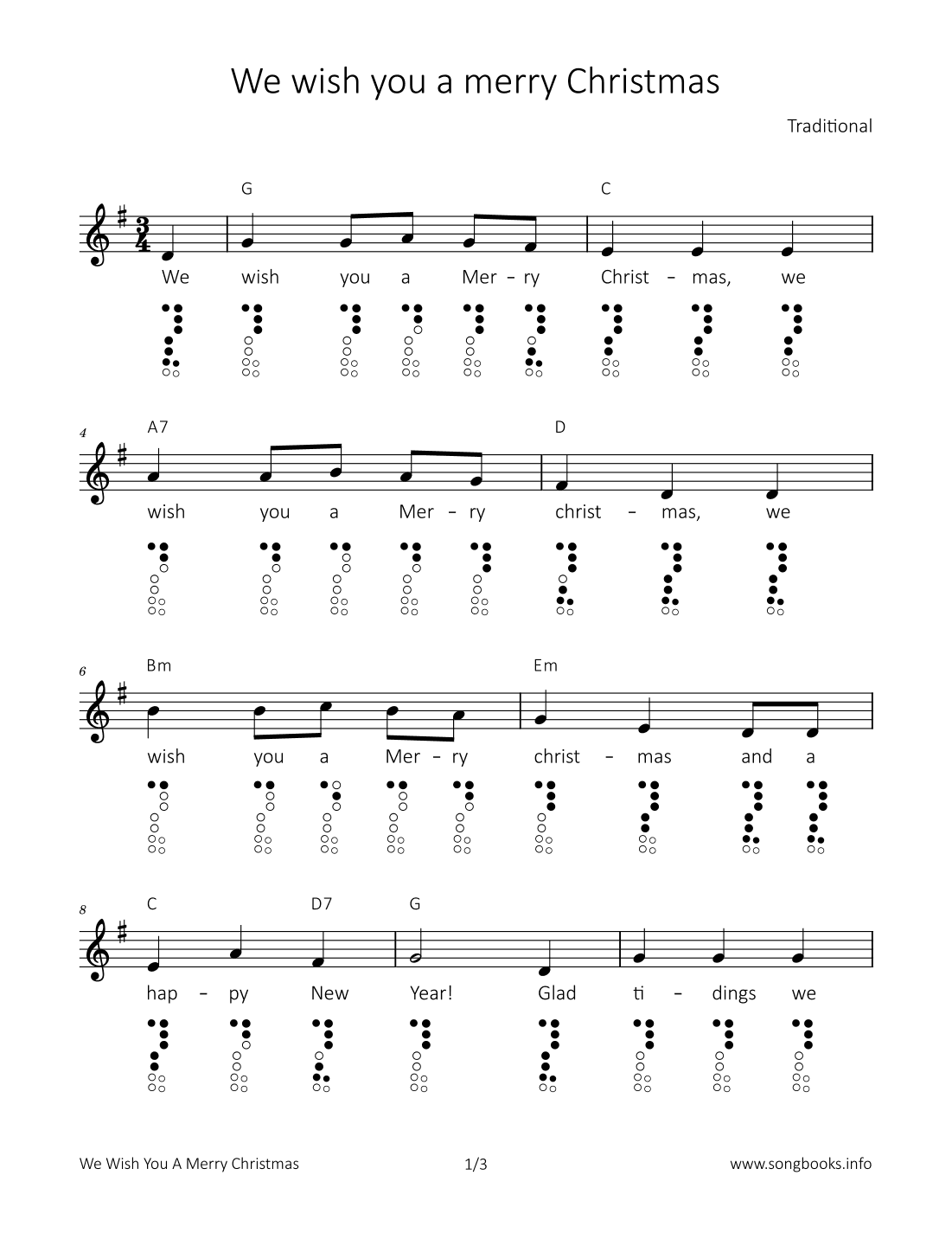 We wish you a merry Christmas (arr. songbooks.info)