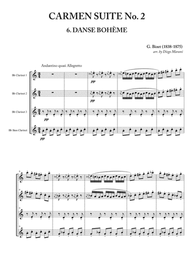 Gypsy Dance from "Carmen Suite No. 2" for Clarinet Quartet (arr. Diego Marani)