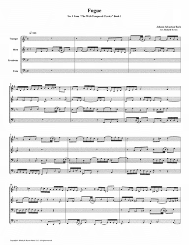 Fugue 01 from Well-Tempered Clavier, Book 1 (Brass Quartet) (arr. Richard Byrnes)
