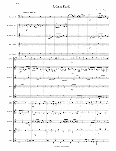 Camp David for clarinet quintet ( E flat, 2 B flats, alto and bass)