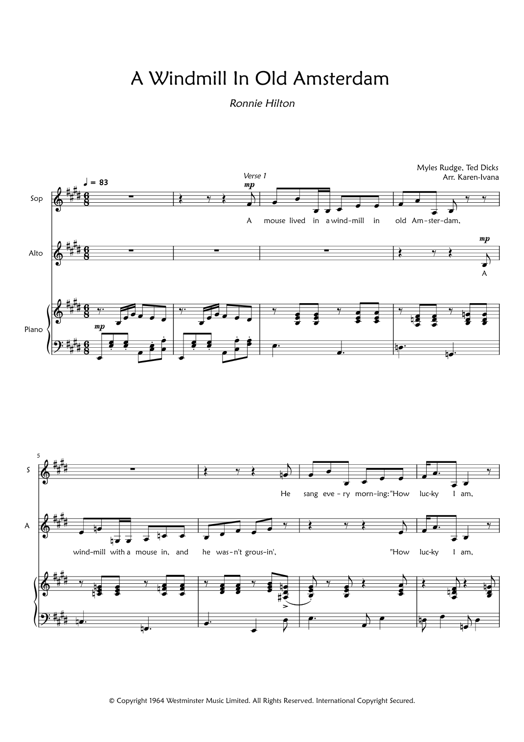 A Windmill In Old Amsterdam (arr. Karen Ivana)