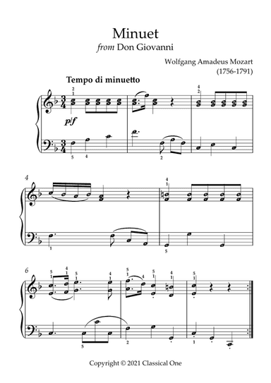 Mozart - Minuet from Don Giovanni(With Note name) (arr. MPS)
