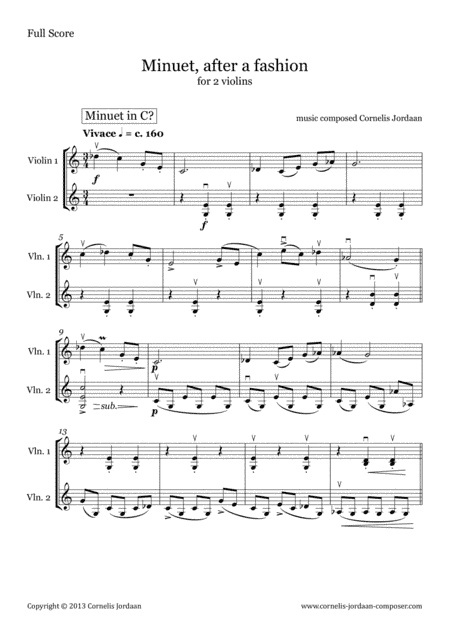 Minuet, after a fashion for 2 violins