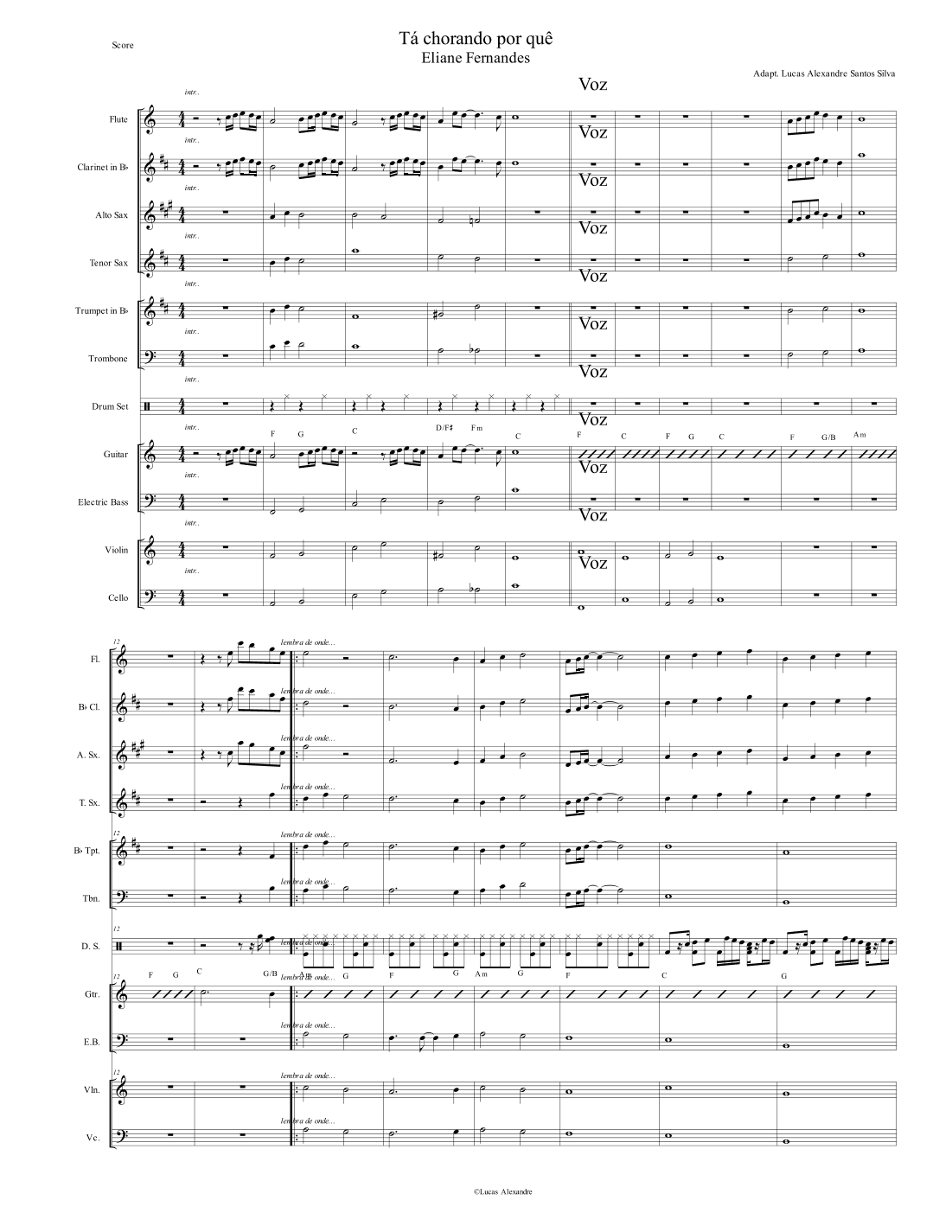 Tá chorando por quê (arr. Lucas Alexandre Santos Silva)
