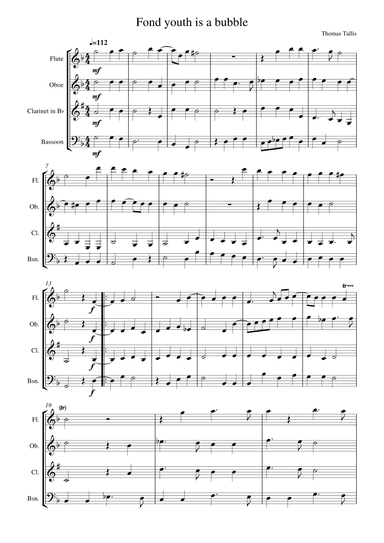 Fond youth is a bubble (arr. Alex Tinlin)