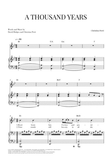 A Thousand Years (arr. Cadenza Editions)