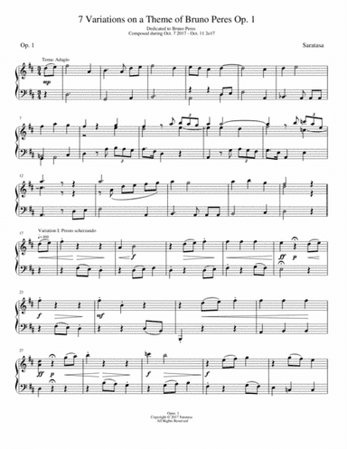7 Variations on a Theme of Bruno Peres in D Major Op.1