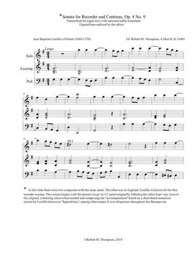 Baroque Largo for Organ (arr. Robert M. Thompson, A.Mus.D. (b. 1940))