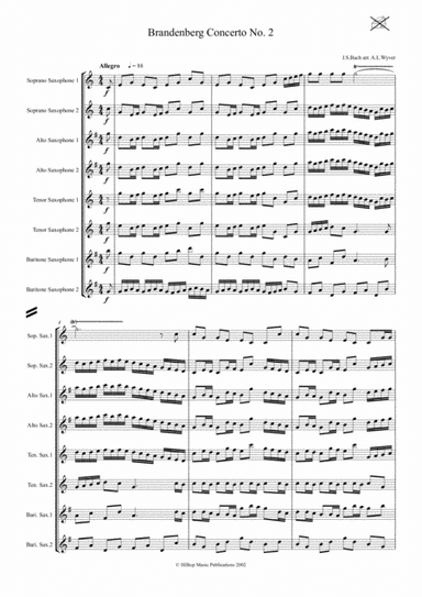 Brandenburg Concerto No. 2 arr. Saxophone Ensemble (arr. A. L. Wyver)
