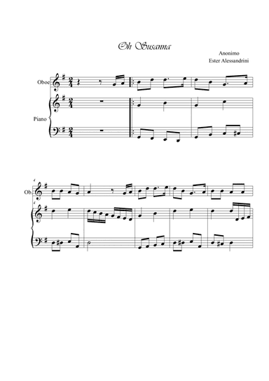 Oh Susanna. Oboe and piano (arr. Ester Alessandrini)