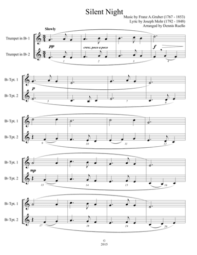 6 Traditional Christmas Carols for Trumpet Duet - Advanced Intermediate (arr. Dennis Ruello)