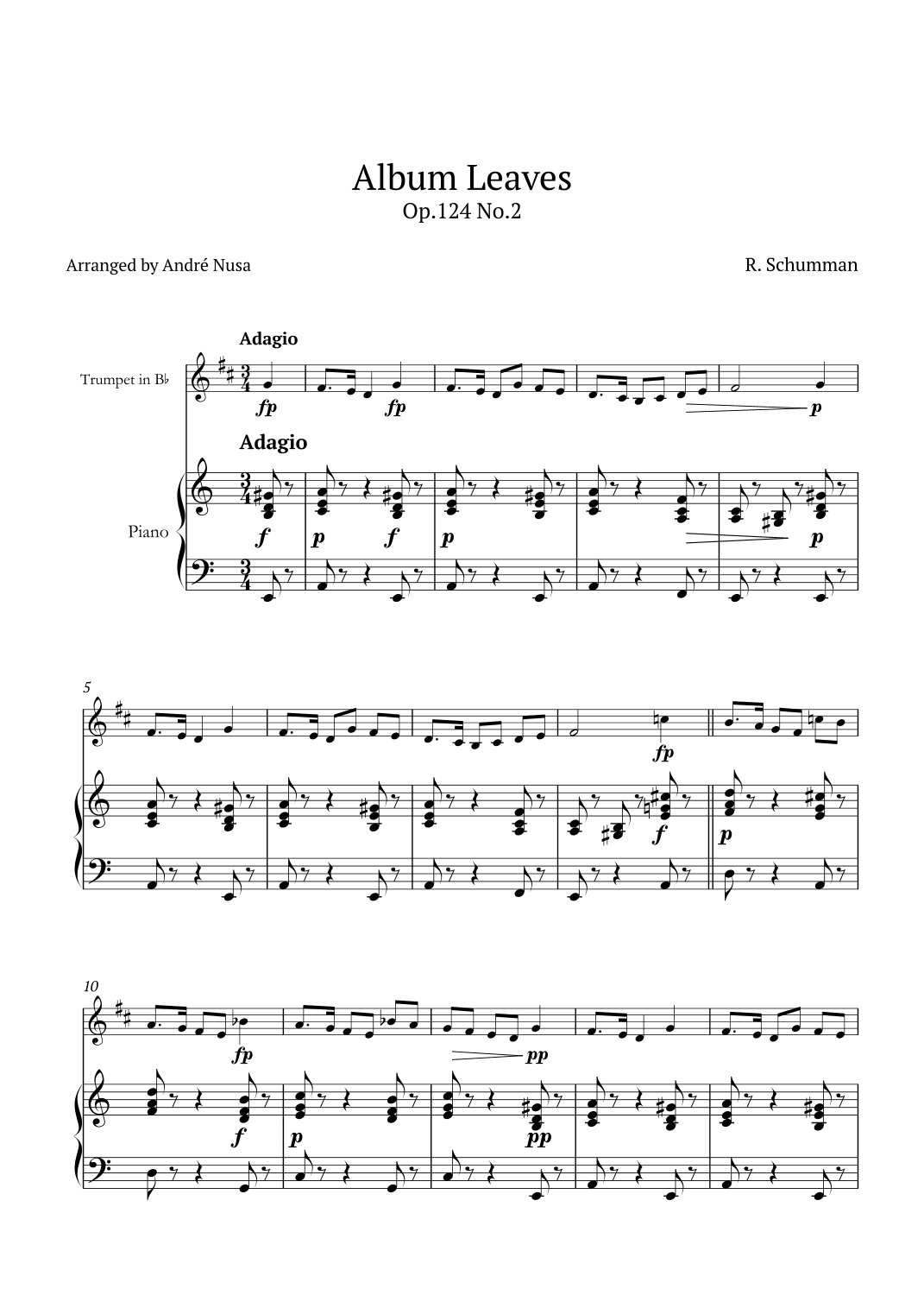 Album Leaves Op.124 No.2 (arr. André Nusa)