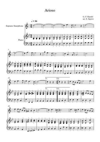 Arioso, George Frideric Handel, For Soprano Saxophone & Piano (arr. Eugene Egorov)