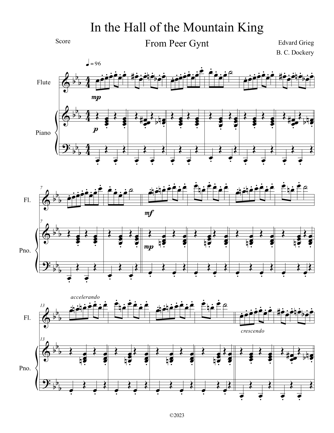 In the Hall of the Mountain King (Flute Solo with Piano Accompaniment) (arr. B. C. Dockery)