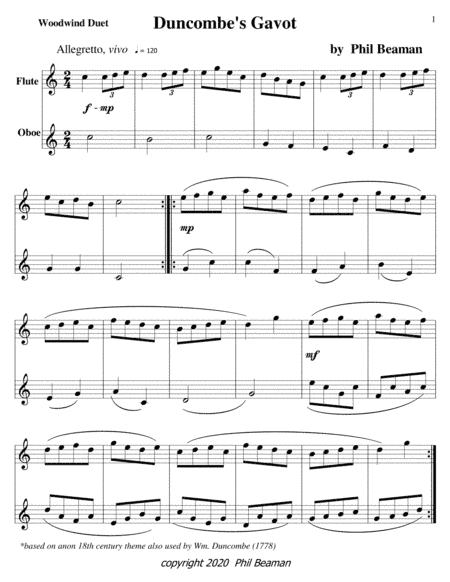 Duncombe's Gavot-Woodwind Duet 2-flute/oboe