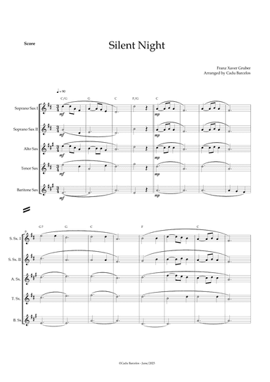 Silent night (Saxophone Quintet) chords (arr. Cadu Barcelos)