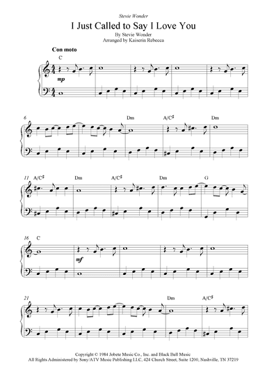 I Just Called To Say I Love You (arr. Kaiserin Rebecca)